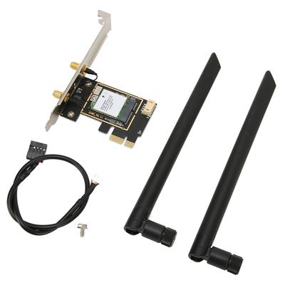Placa PCIE WiFi 6 Sem Fio com 2 Antenas 1800Mbps 2.4Ghz 5Ghz Suporte MU MIMO Bluetooth 5.2 Placa de Rede Sem Fio para