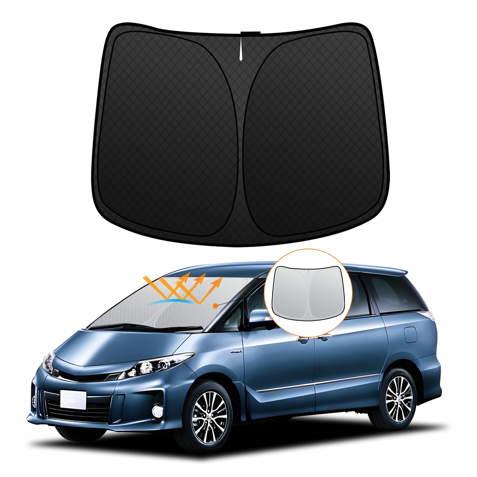 

Солнцезащитный козырек на лобовое стекло Toyota Estima 50 серии от УФ-лучей без присосок Легкий Летний УФ-защита Простая установка и интерьер Включает сумку для хранения [Улучшенная версия] чёрный