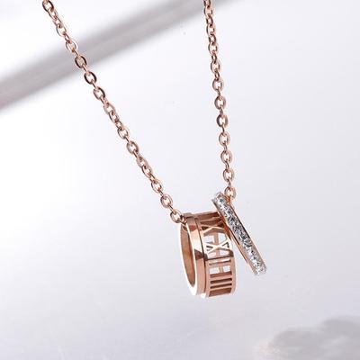 Rose Gold Korean Style Fashion Round Titanium Steel Clavicle Necklace