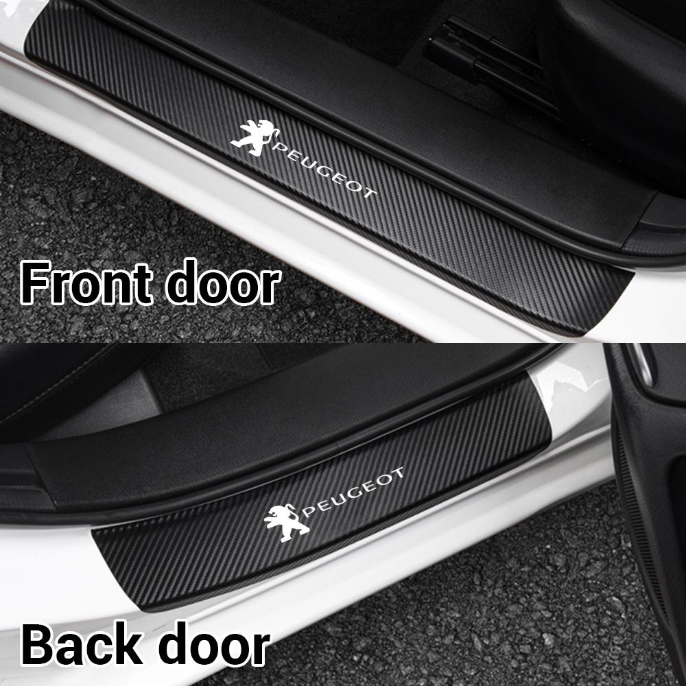 4pcs Carbon Fiber Car Door Sill Threshold Anti-collision Sticker For Peugeot 206 207 208 107 408 2008 307 3008 Accessories valve