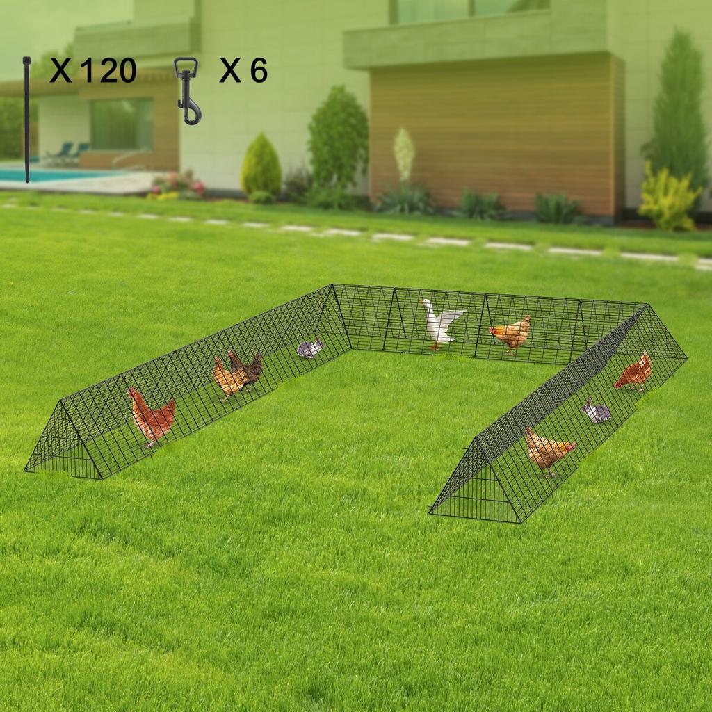 Chicken Tunnels, 236.2 x 157.5 x 24.2 inch(LxWxH) Chicken Tunnels for Yard, Portable Chicken Tunnels for Outside with Corner Frames, 2 Sets, Suitable