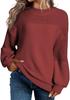 2026 A/W Solid Color Lantern Sleeve Pullover Sweater for Women