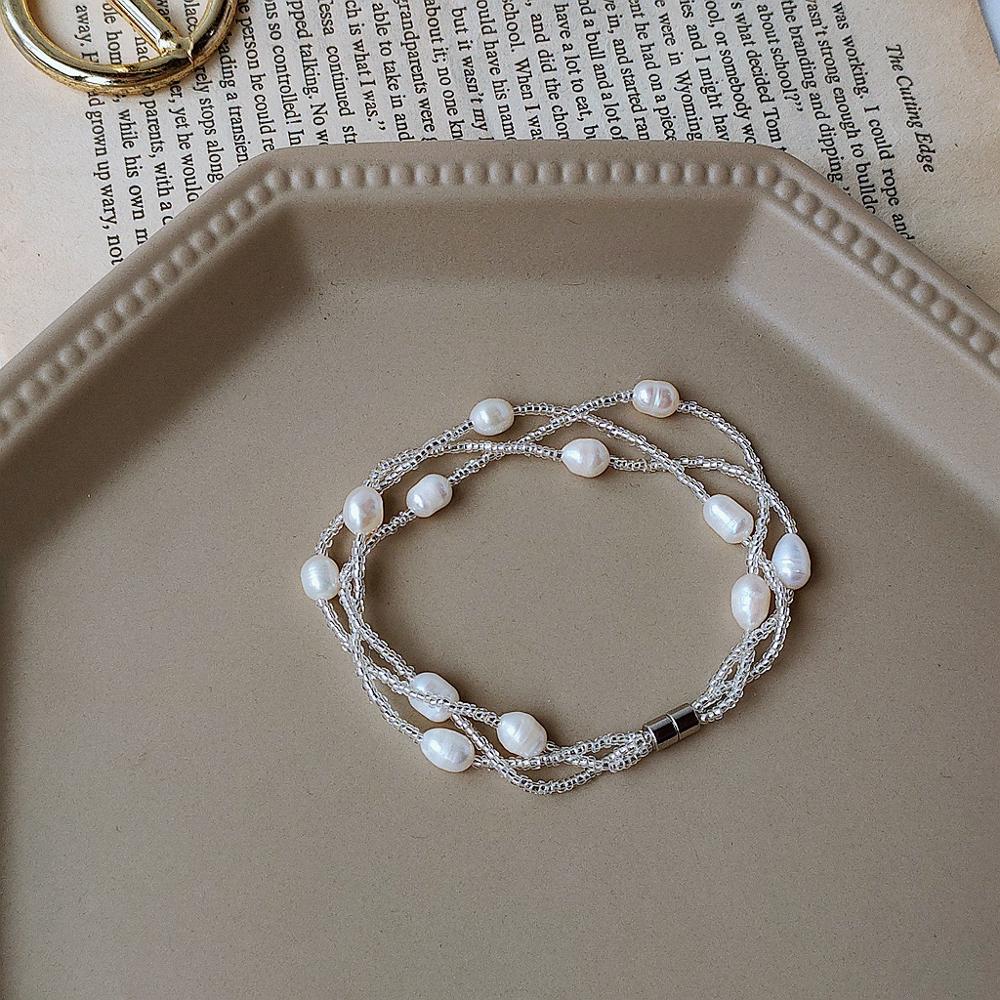 Hand Woven Natural Freshwater Pearl Lady Bracelet Original  For Women Promotion Birthday Gift Girlfriend