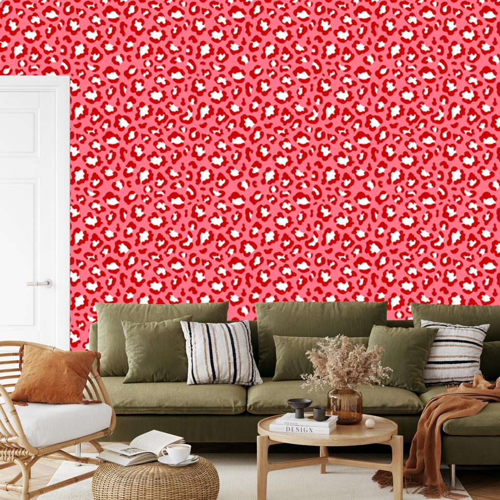 Red Animal Skin Wallpaper Coral and Red 50x1000
