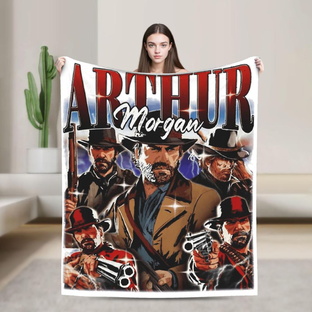 Arthur Morgan West Cowboy Action King Game Character Blanket Red Dead Redemption Plush Bedding Throws For Bedroom Flannel Cover