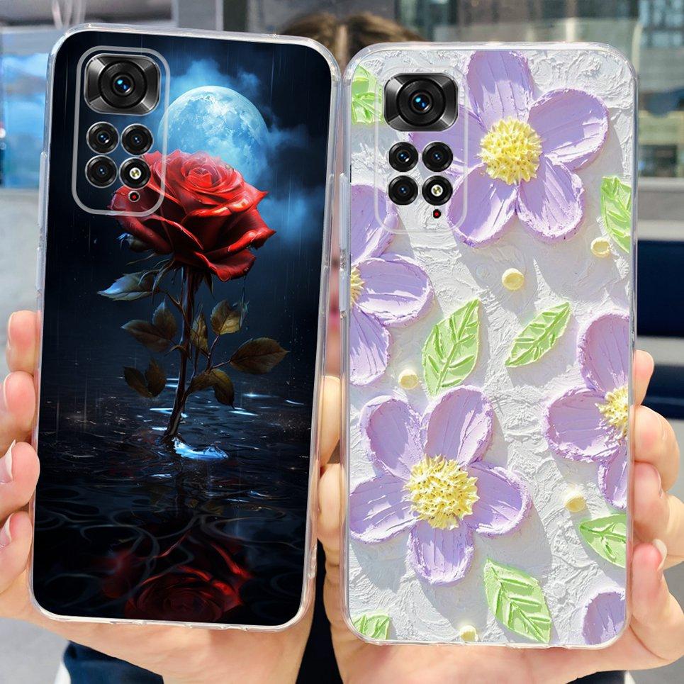 Transparent Soft TPU Coque For Xiaomi Redmi Note 11 Pro 4G 5G Note 11 11s Case Women Girly Fashion Flower Butterfly Funda Shell