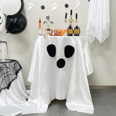 Ins, Halloween, Disposable Ghost Tablecloth, PVC Decorative Cloth, Round Table Restaurant Tablecloth, Bar Atmosphere Decoration, Coffee Shop Props
