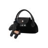 Dior [Customized Cosmetic Bag] Polyester Fiber Brown Sugar Pony Simple, Sweet and Cool, Versatile for Daily Use, Portable Black Handbag Storage