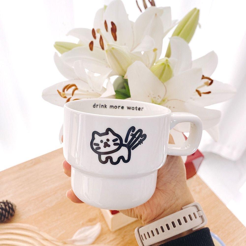 Stacked Ceramic Coffee Cups Office Cups Ins Casual Cups for Girls' Best Friend Cute Water Cups