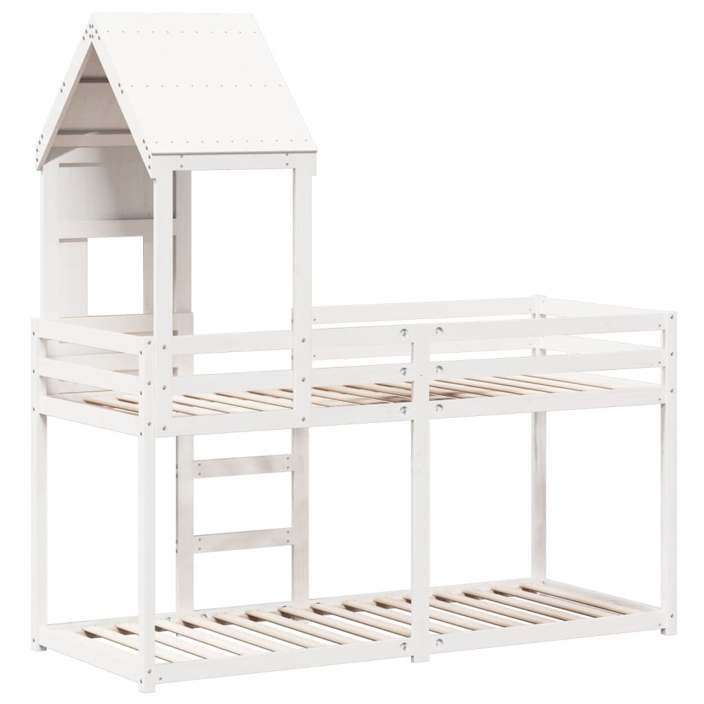 Bunk Bed with Canopy White 80x200 Cm Solid Pine Wood