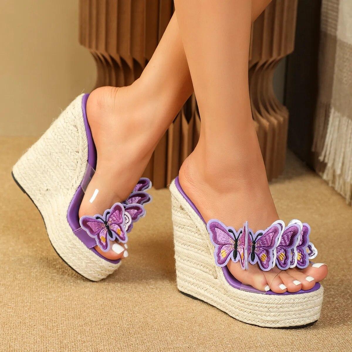 

Женские модные пикантные новые модные водонепроницаемые тапочки на танкетке 14 см на наклонном каблуке LFD-10368-A69 43 фиолетовый