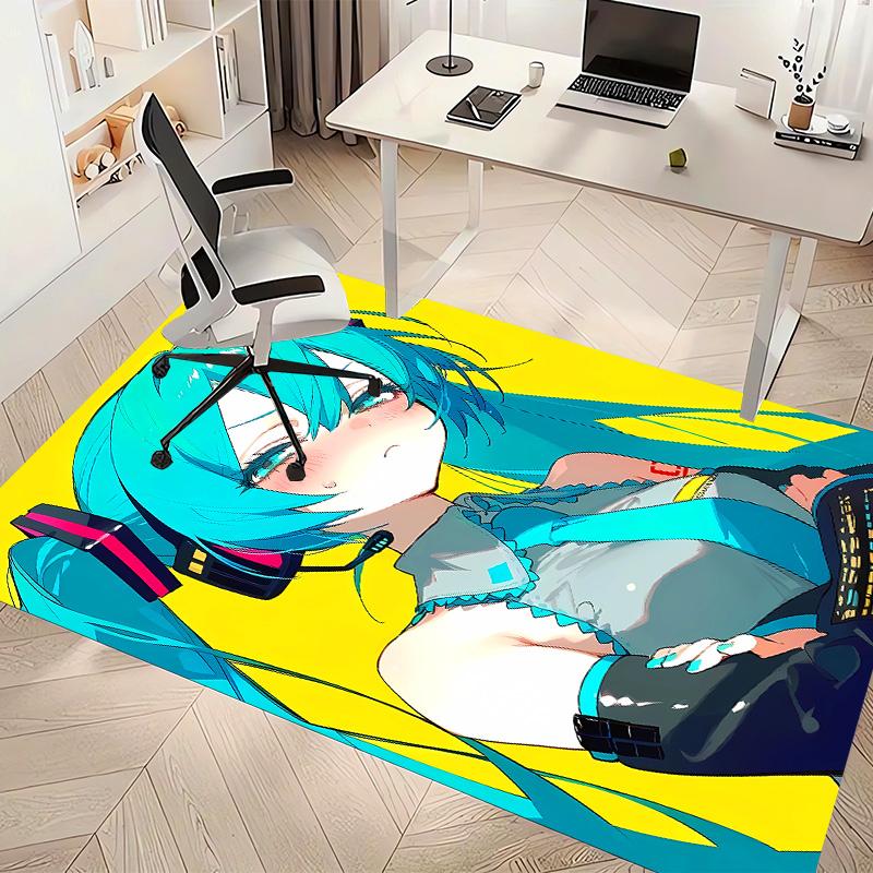 Hatsune Miku Printed Absorbent Washable Carpet, Non-Slip Bathroom Mats, Kitchen Rugs, Yoga Mat,Living Room Entrance, Camping Picnic Rugs