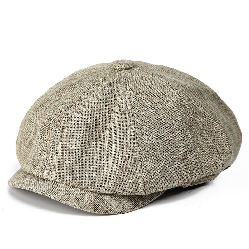 

Hat Beret Men s New Linen British Octagonal Hat Spring Summer Thin Breathable Forward Hat M（56-58cm）