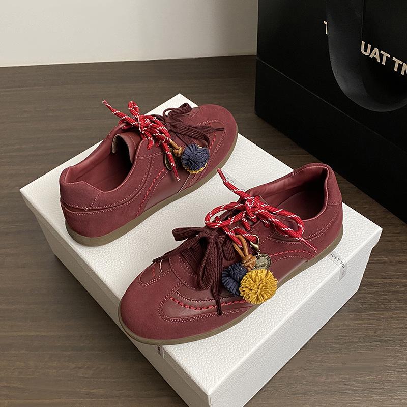 Skórzane buty treningowe z plamami dla kobiet, nowe, z ukrytym podwyższeniem, codzienne buty sportowe, wszechstronne, sznurowadła w kontrastującym kolorze szyszki, Forrest Gump sh