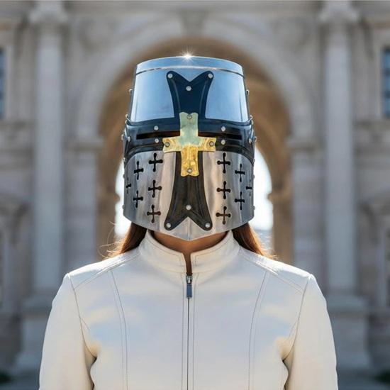 Handmade Medieval Templar Knight Helmet, Steel Armor, Cosplay LARP