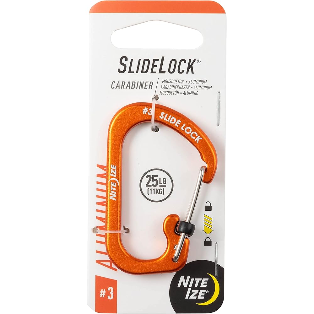Nite Ize SlideLock Aluminum Carabiner #3 Orange Lightweight 19g Generic Accessory