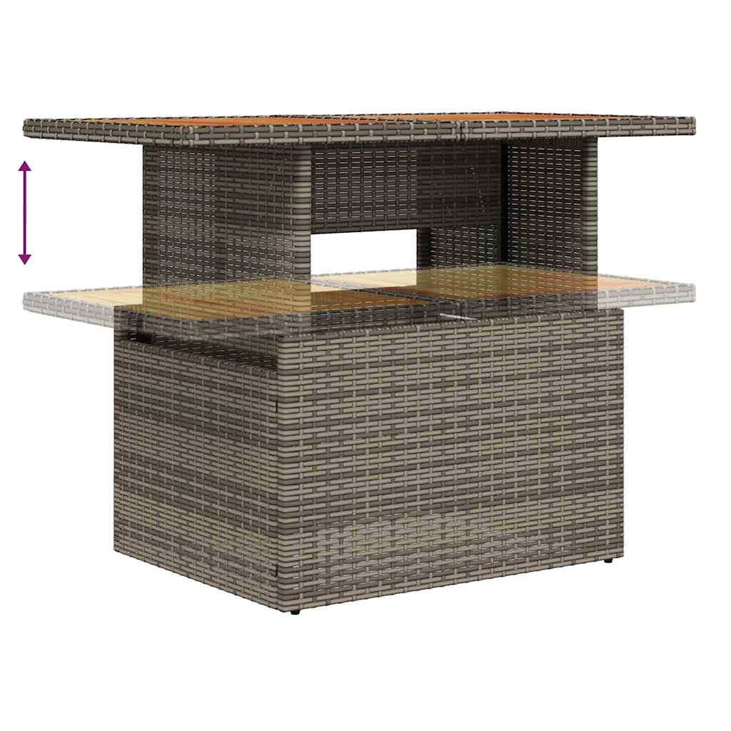 Garden Sofa Set with Storage 8 Pcs Grey Poly Rattan