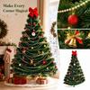 Christmas Tree Decoration Set with Dark Green Strips, Colorful Garlands and Ribbons for Holiday Display