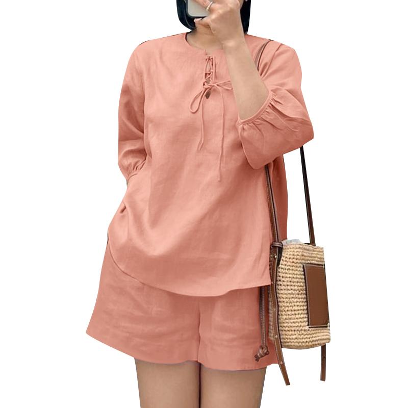 ZANZEA Dámská halenka a kraťasy, ležérní letní dvoudílný oblek