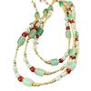 Retro High Quality Strong High Gloss Imitation Pearl Natural Chalcedony Dongling Jade Necklace Collarbone Chain Sweater Chain