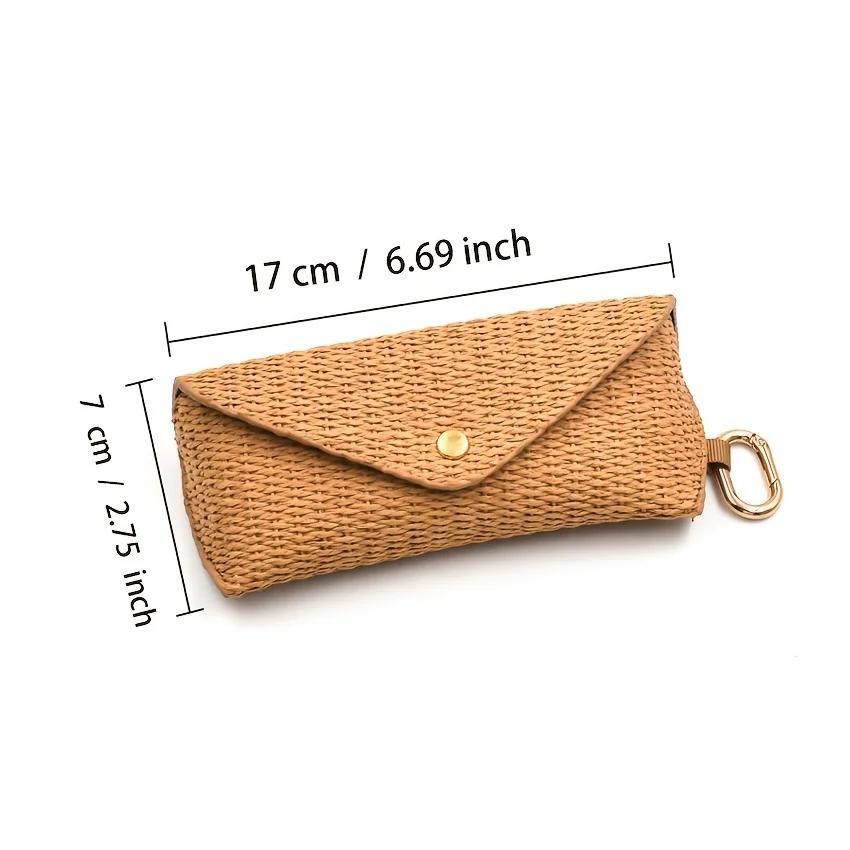Woven Straw Eyeglass Case with Hook - Durable PP Material, Soft Protective Fashion Glasses Pouch for Women's Fashion Accessory