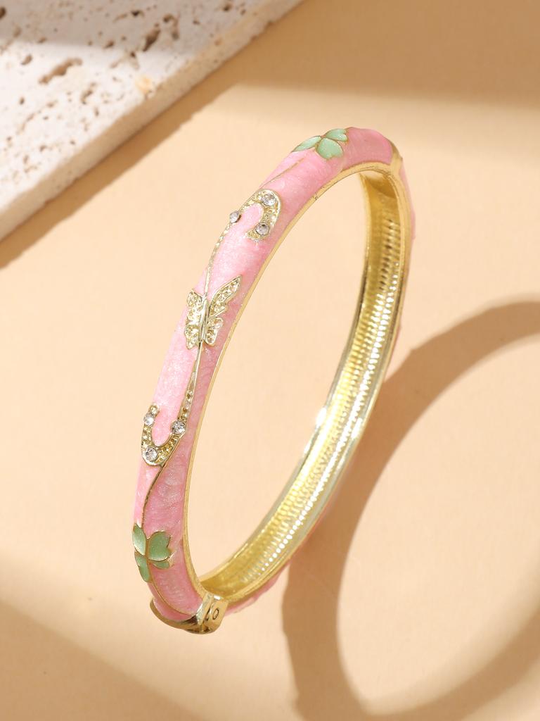 FTCY Colorful Enamel Flower Bangles For Women Enamel Dropped Glaze Floral Zircon Bangle Luxury Jewelry Gifts