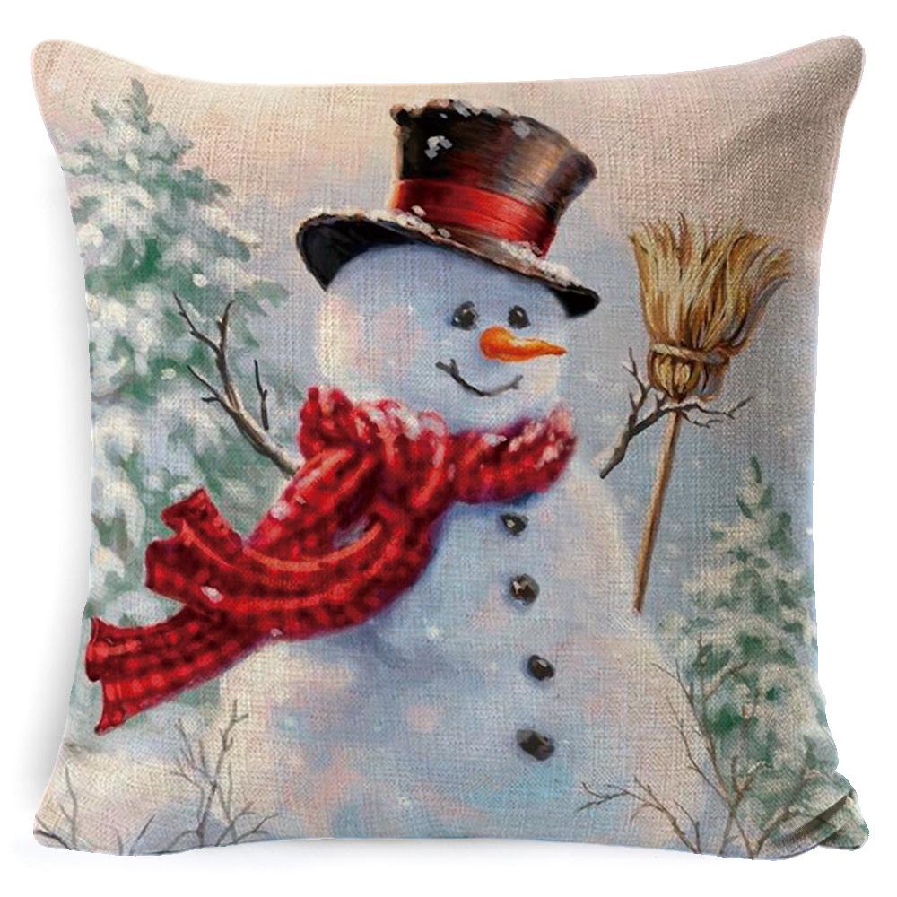 Christmas Linen Pillow Case Home Nap Lumbar Cushion Pillow Sofa Bedside Cushion Pillow Case