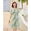 Abito estivo da donna Passte in chiffon stampato stile cinese, linea ad A