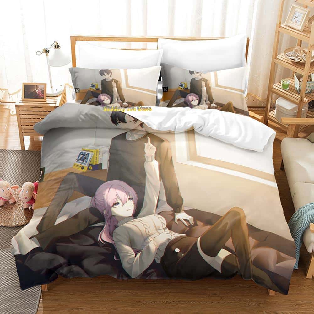 New Shikimori's Not Just a Cutie Bedding Set Cartoon Anime Three-piece Set Adult Kid Bedroom Duvet Cover Sets 3D Kawaii Girls