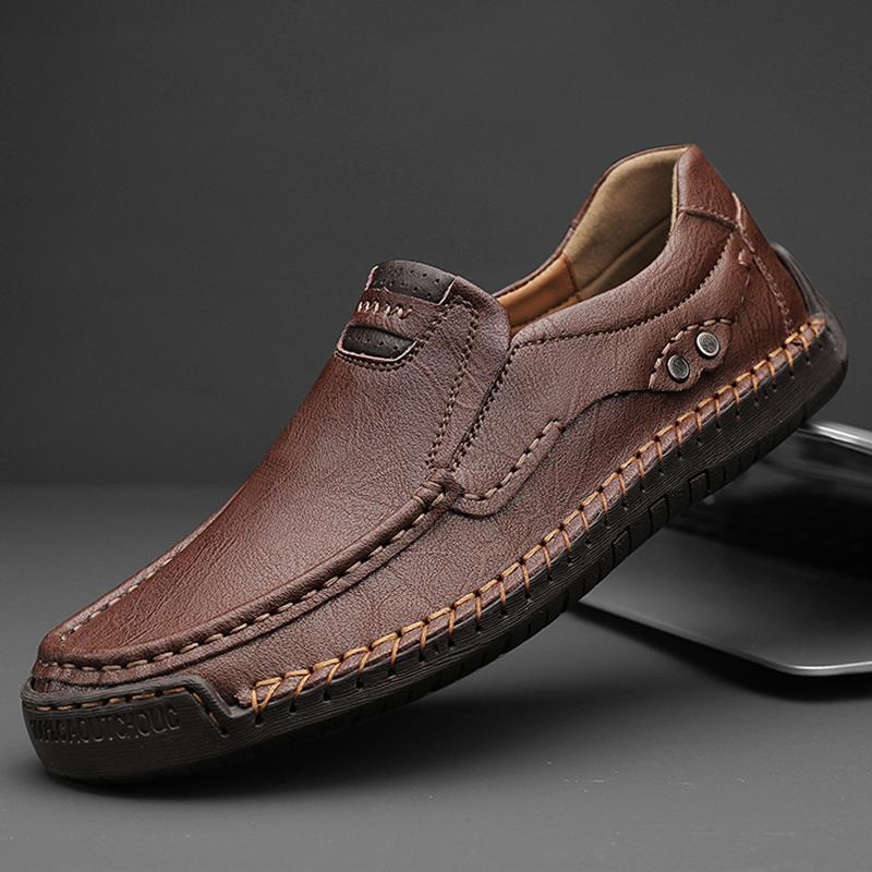 Men Genuine Leather Casual Shoes Breathable Moccasins Business Flats Driving Shoes Mens Moccasin Size 38 48