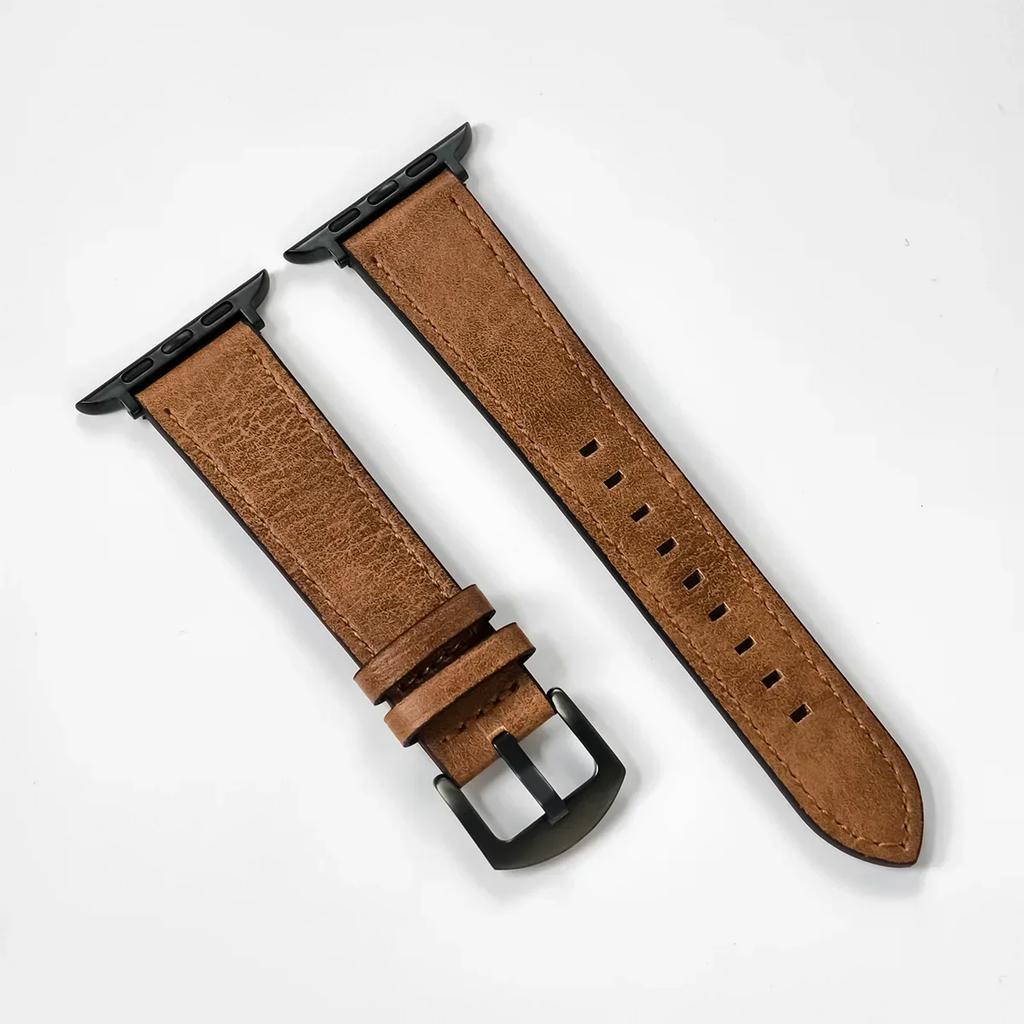 Calf Leather Watch Band for Apple Watch Strap 49mm 46 45 42 40mm 41mm Woman Man Bracelet for iWatch Series 11 10 9 8 7 6 Se Band
