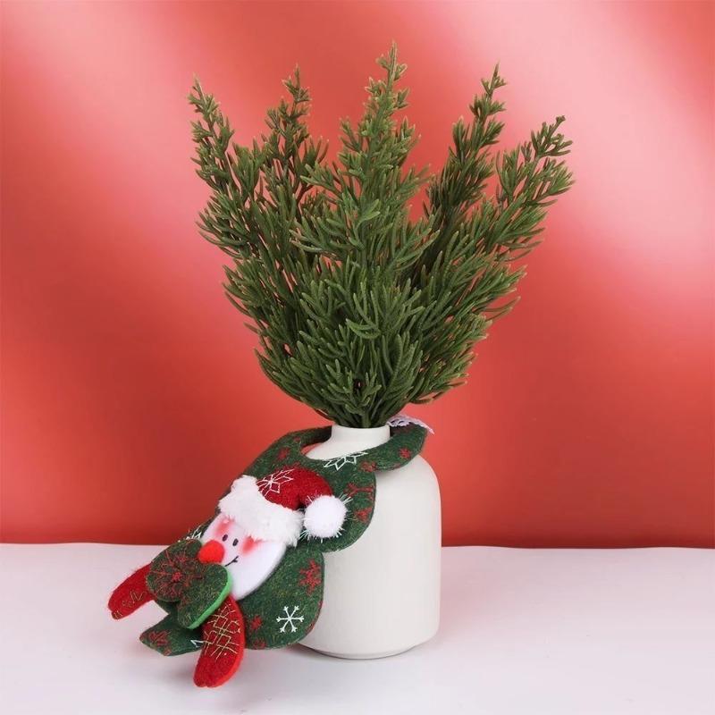 10pcs Green Pine Christmas Leaves Decorations for Home Plastic Vases for Wedding Decorative FlowersDiy Artificial Plants