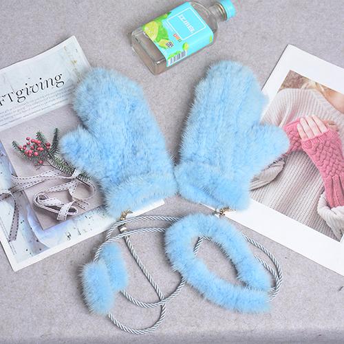 Fashion Winter Women Gloves Genuine 100% Real Mink Fur Glove Knitted Mittens Thick Warm Fur Gloves Mittens