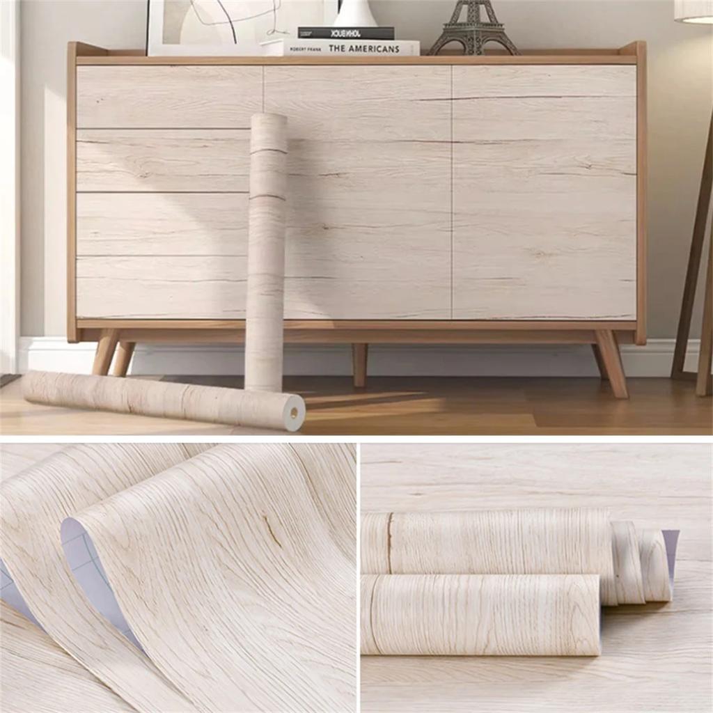 55cm Width Wood Grain PVC Wallpaper for Door Wardrobe Cupboard Table Furniture Waterproof Self Adhesive Stickers Home Decor Film