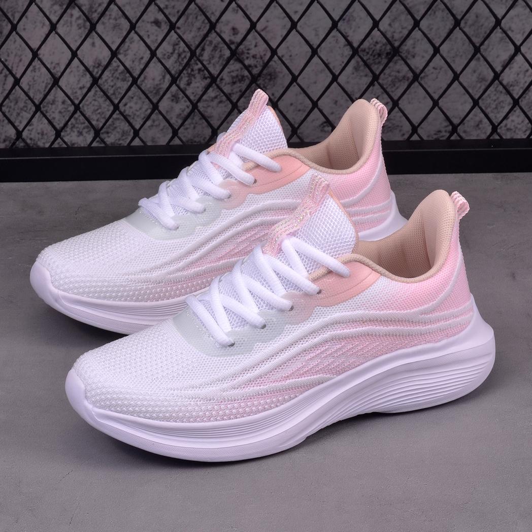White sneakers, new autumn breathable shock absorption, lightweight soft-soled running shoes 35