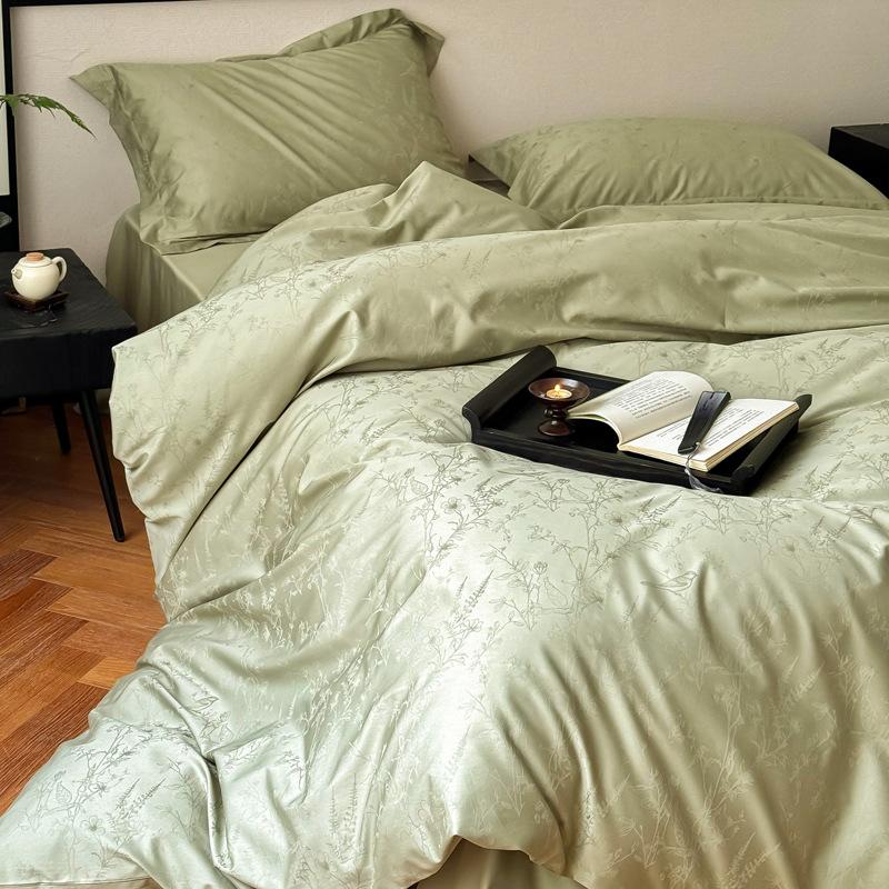 100 Long-Staple Cotton 4Pcs Set, High-End Jacquard Embroidery Bedding 4Pcs Set