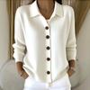 Women S Loose Knit Cardigan V Neck Long Sleeve Solid Color Outerwear