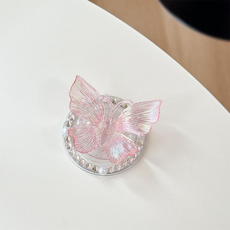 Three-Dimensional Colorful Butterfly Mobile Phone Airbag Bracket Magnetic Paste Flash Powder Wind Ring Desktop Watching Drama