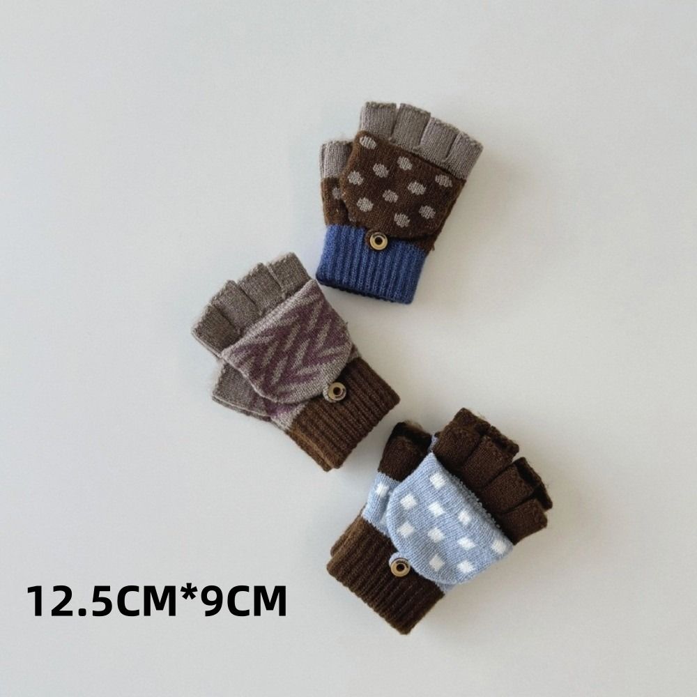 3-8Y Baby Gloves Cold Resistant Half Finger Gloves New Children's Winter Gloves Boys Girls
