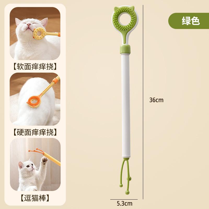 Pet Back Scratcher Adjustable Double Sided Massager Teasing Stick Cat Toy Itching 2-in-1 Cat Toys Interactive