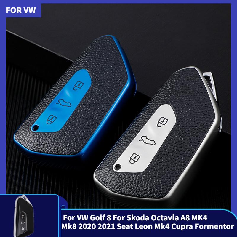 TPU Car Key Cover Case Shell Holder for VW Golf 8 for Skoda Octavia A8 MK4 Mk8 2020 2021 Seat Leon Mk4 Cupra Formentor Keychain