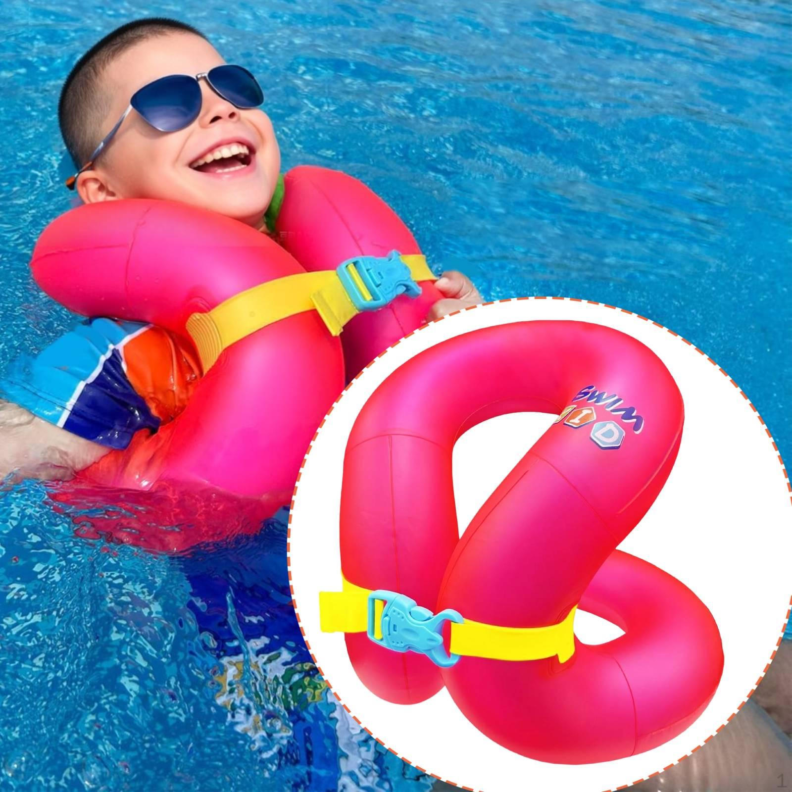 Kids Inflatable Swim Vest Portable with Buckle for Teens Seaside Adults S pink S pink