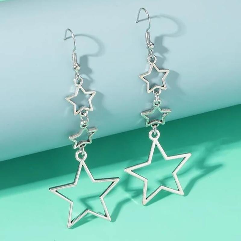 Able and Minimalist Design Hollow Star Pendant Earrings, Women's Personalized Daily Party Jewelry Gifts