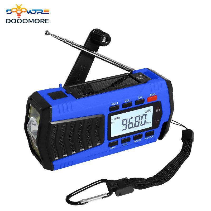 4000mAh Solar Hand-Crank Emergency Radio & LED Flashlight for Camping