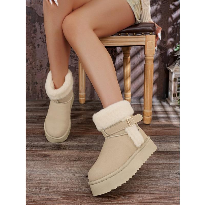 Women's Plus-Size Short Snow Boots - Faux Suede, Autumn/Winter 2025 New Style, Warm and Thick