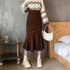 Fashion High Waist Midi Skirts for Women 2026 Spring Slim Fit  Hip Mermaid Skirt Woman Korean Ruffles Brown Skirts 2XL