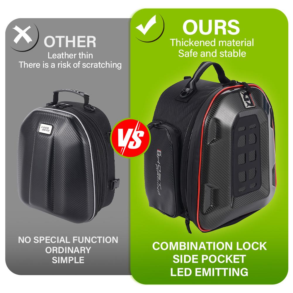 Multi-Function LED Motorcycle Helmet Storage Bag Multi-Function Tail Bag Waterproof With Anti-Theft Password Lock