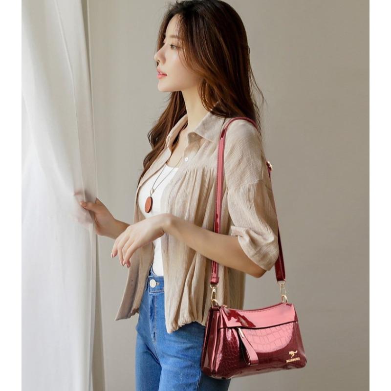 3 Layers Women Handbag Purses Luxury Designer Patent Leather Shoulder Messenger Bags for Female Vintage Crocodile Summer Sac