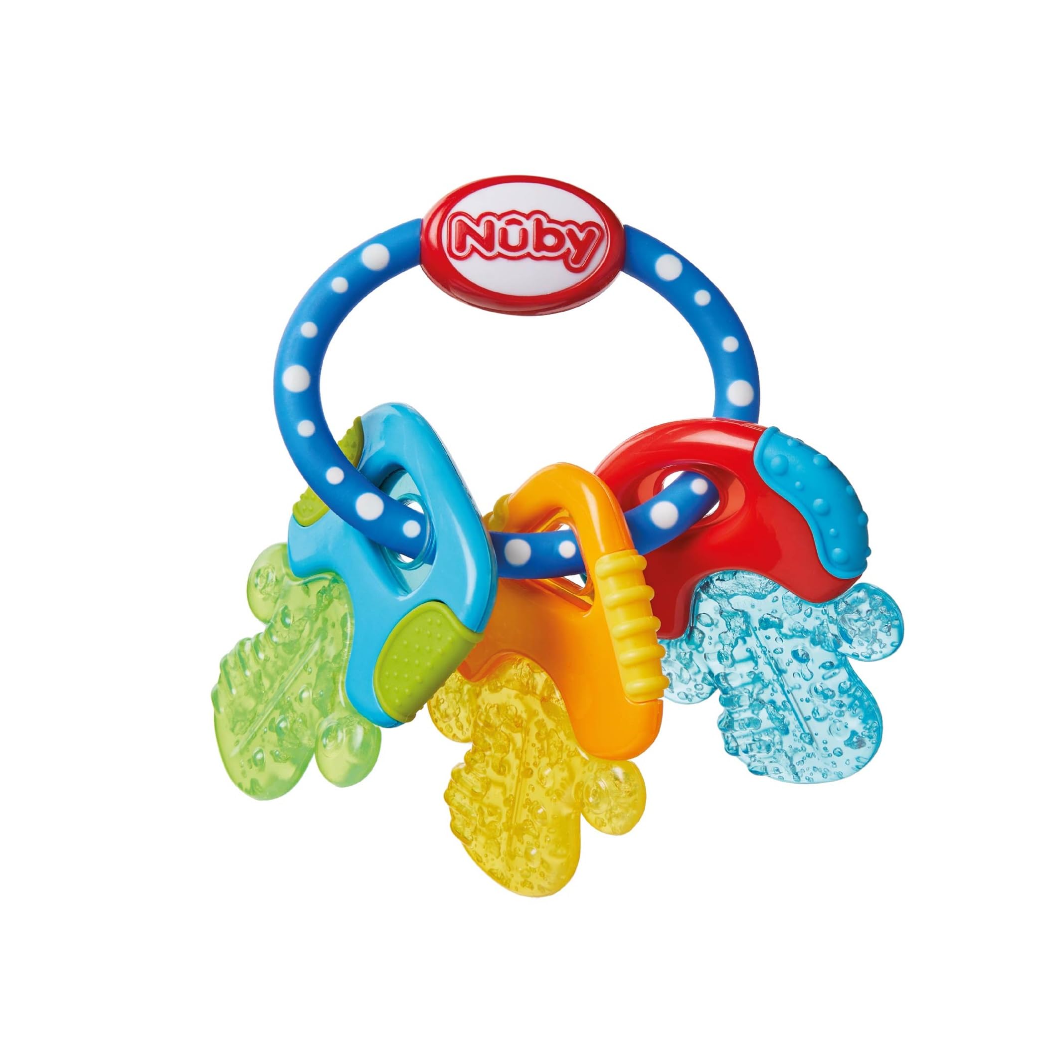 

Nuby IcyBite Teether Keys - Chill in the refrigerator before use. BPA-free. Available in yellow, blue, and green.
