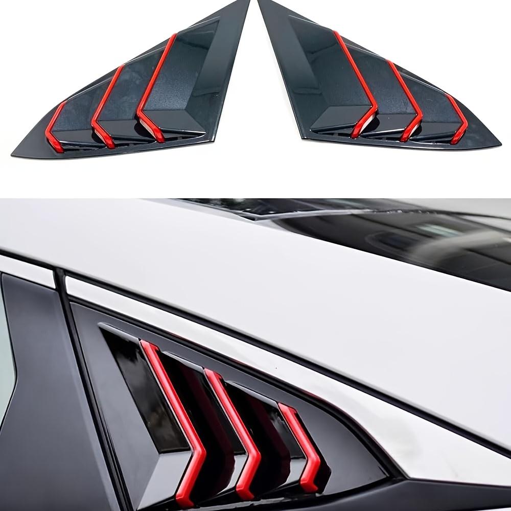 for Honda Civic 10th Generation 2016-2021 ABS Exterior Rear Louver Vent Shade Louver Trim (Red Trim),  Grill For Car Window